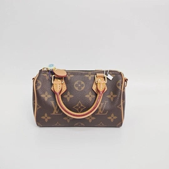 Louis Vuitton Speedy Nano Canvas Handbag Crossbody Bag Excellent