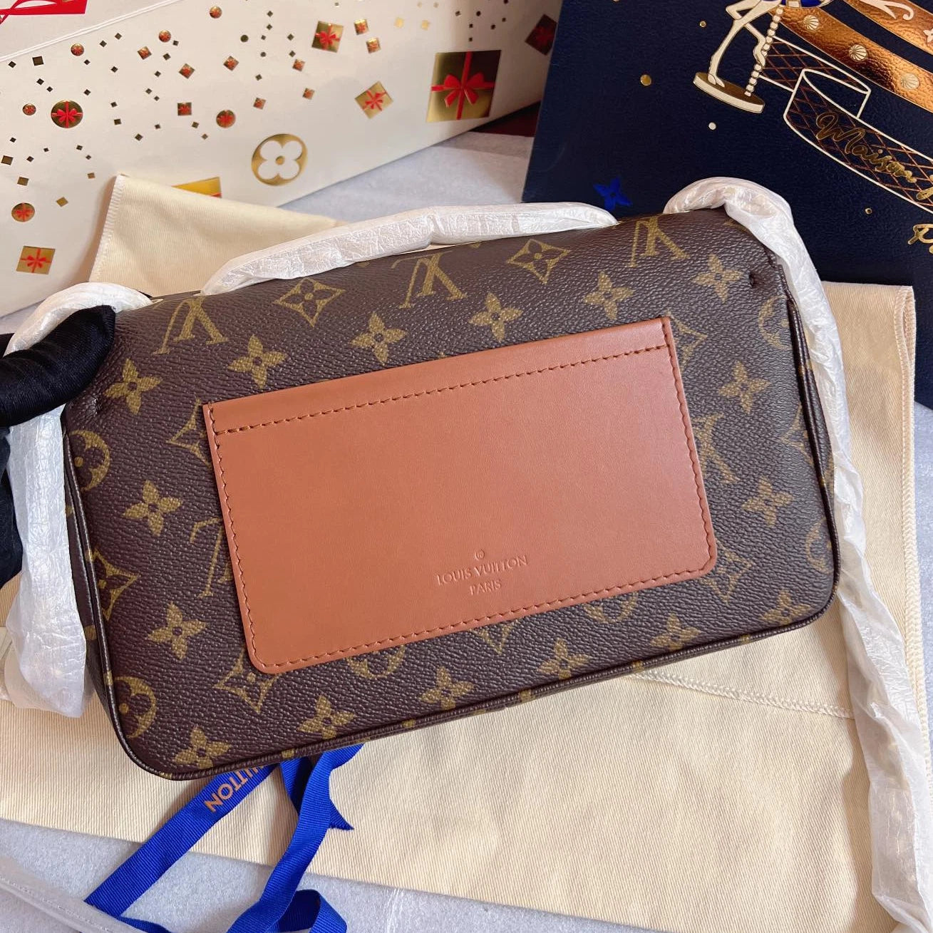 Louis Vuitton Marceau Monogram Shoulder Bag Brown Gold Women Classic