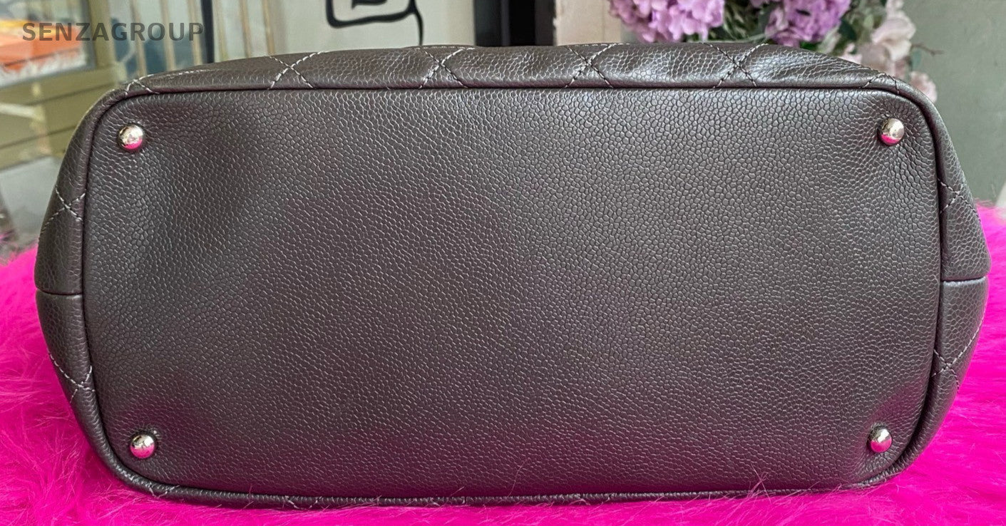 CHANEL CC tote Chain Calfskin Shoulder bag Women Black Silver Handbag