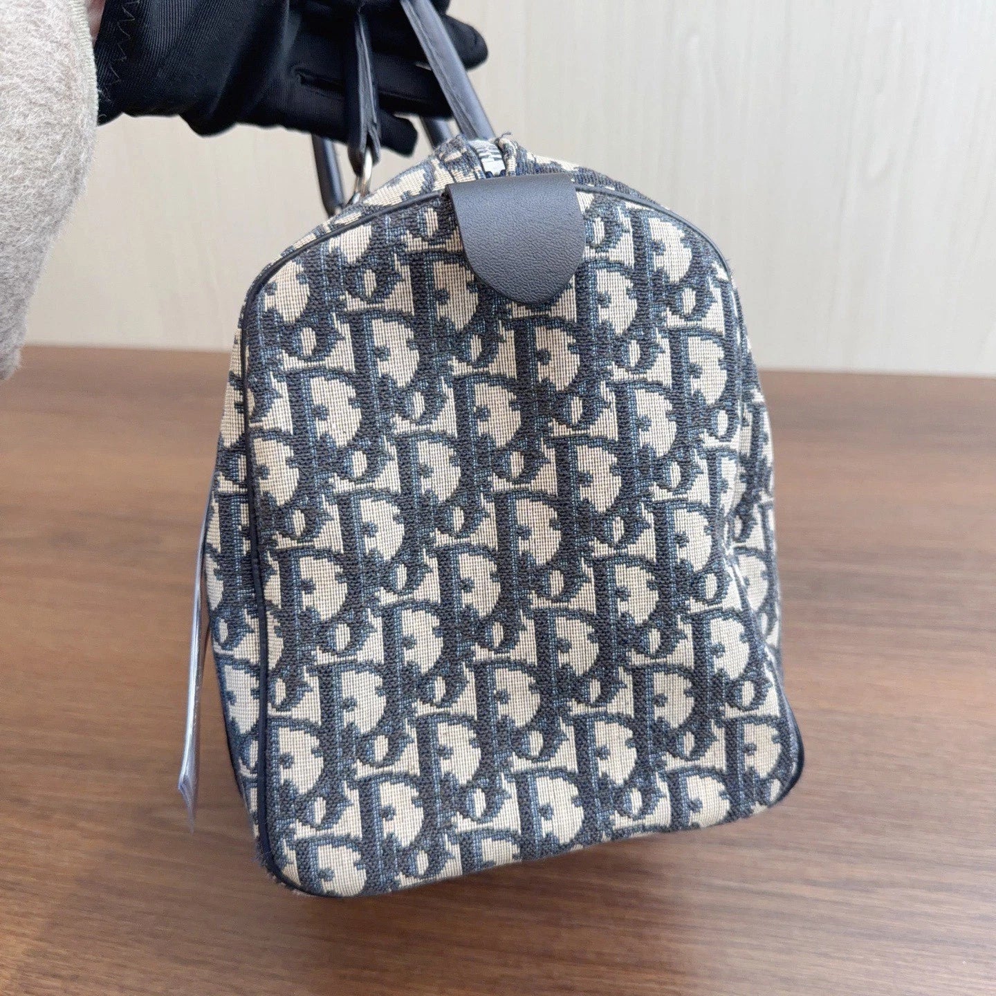 Christian Dior Boston Oblique Canvas Top Handle Bag Women Vintage