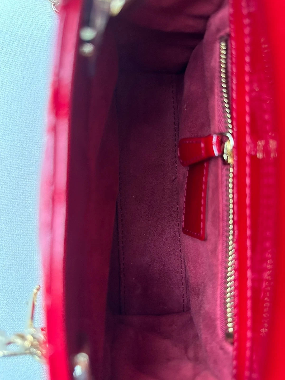 Dior Red Patent Leather 3-Grid Lady Dior Handbag For Women
