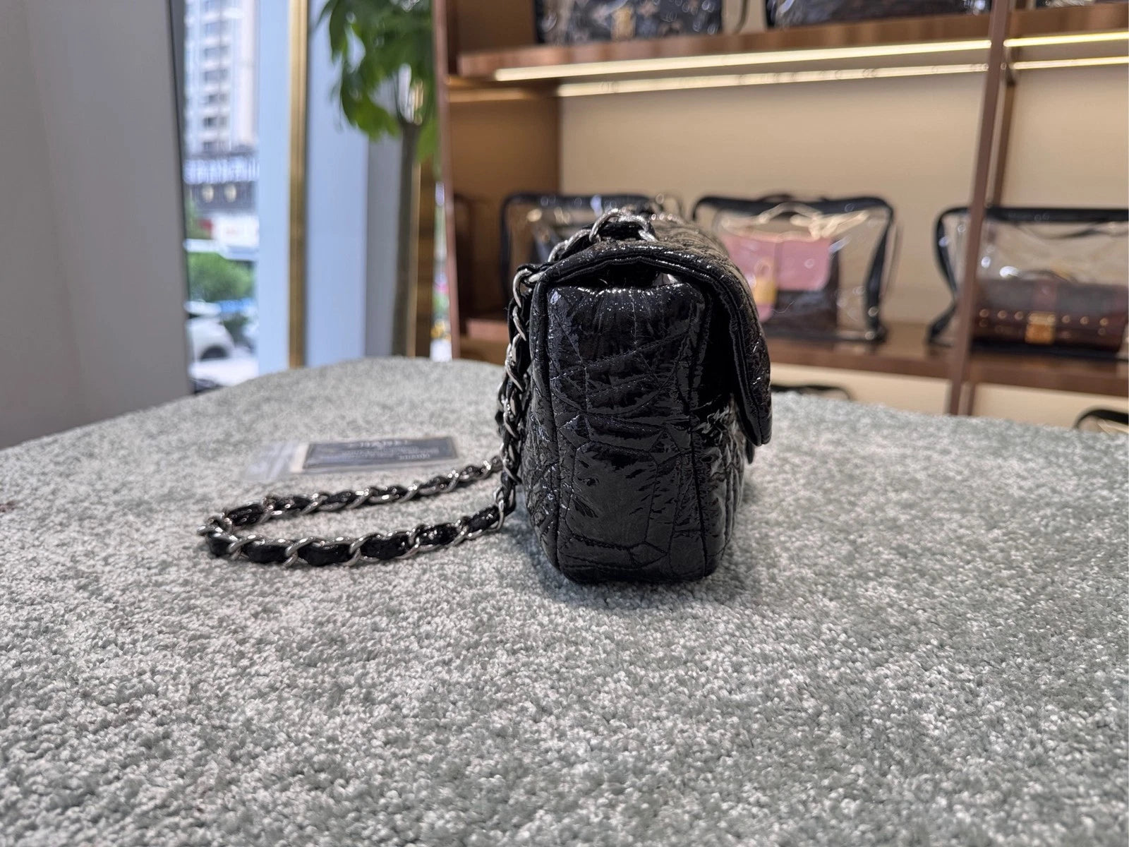 Pre-owned CHANEL Black Waxed Leather CF Shoulder Bag For Women