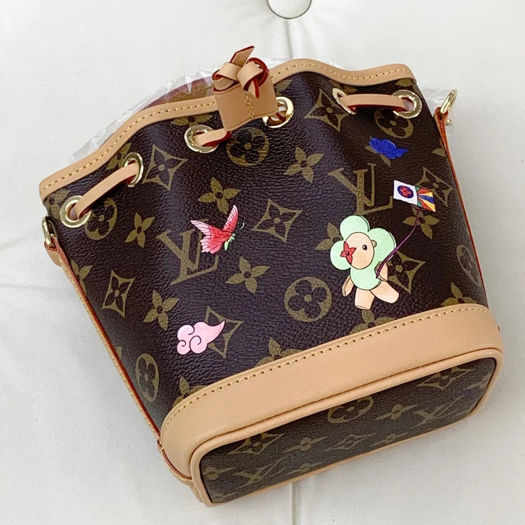 Louis Vuitton Bucket BB Monogram Top Handle Crossbody Bag Brown Women S
