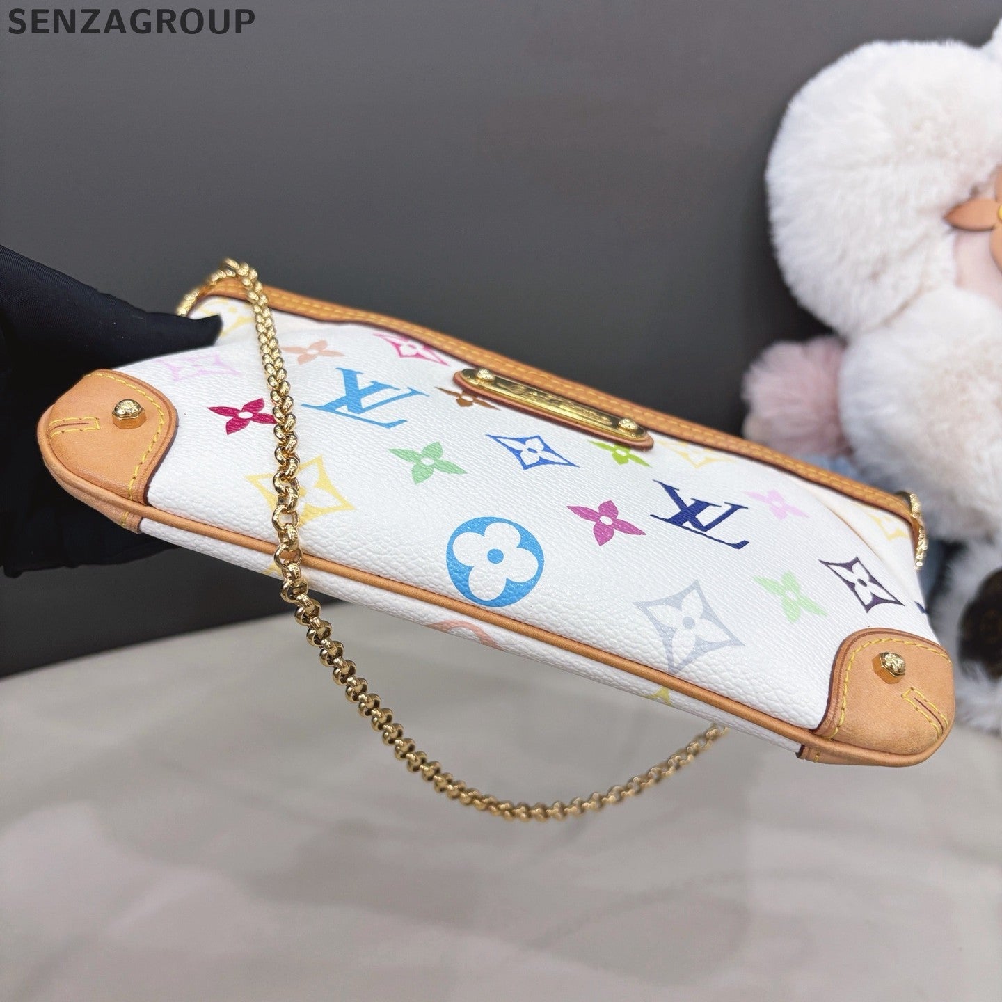 Louis Vuitton Monogram Chain Shoulder Bag White Multicolor Women Classic