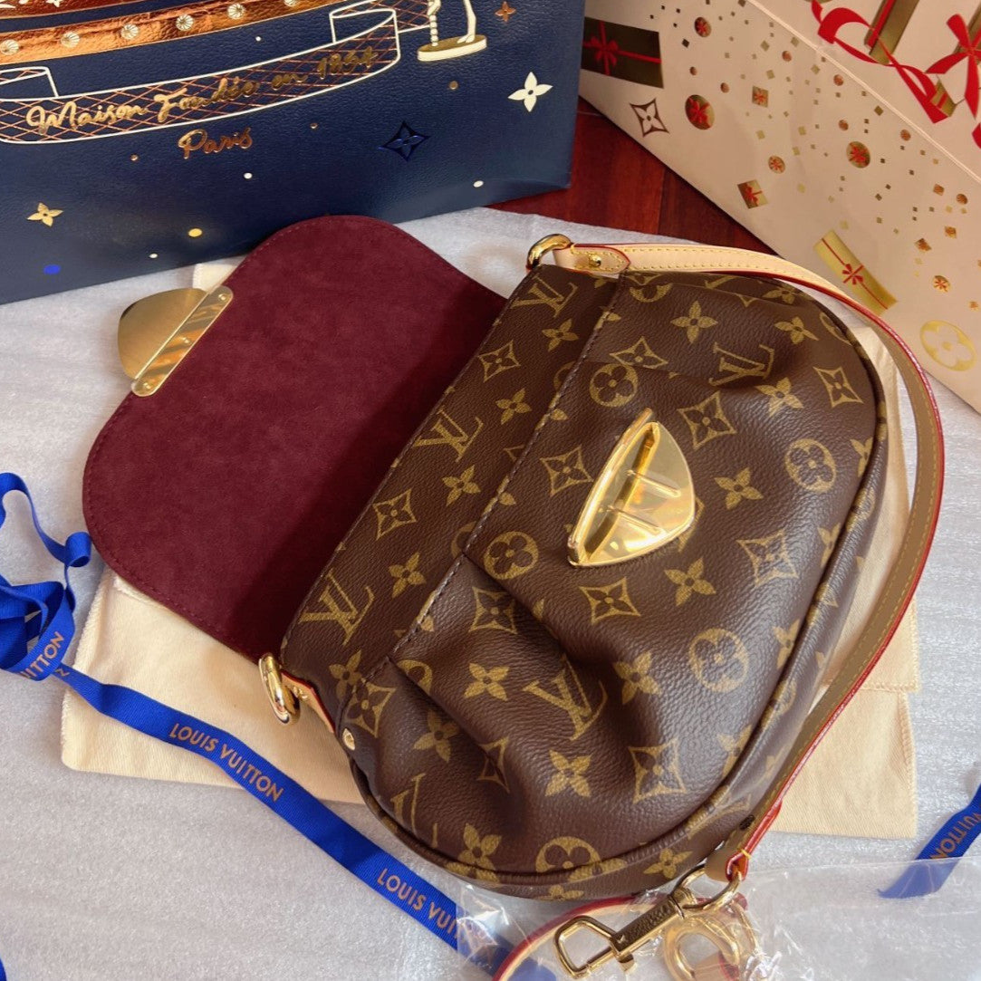Louis Vuitton Sunset Monogram Shoulder Bag Brown Gold Used Women Classic