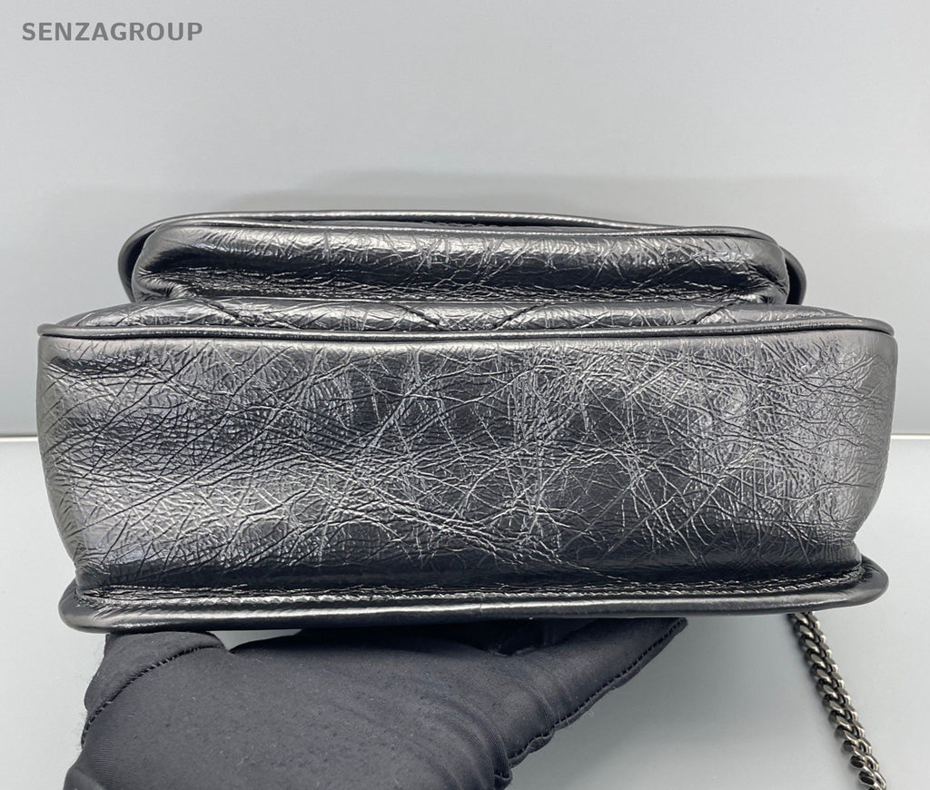 Saint Laurent Niki PM Chain Shoulder Bag Crossbody Black Silver Women Classic
