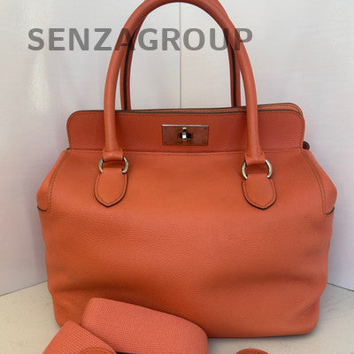 Hermès Toolbox Bag Orange Silver Crossbody Shoulder Bag for Women