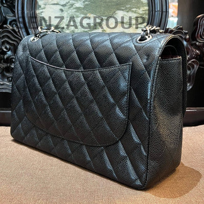 Chanel Black Silver CF Jumbo Chain Shoulder Crossbody Bag