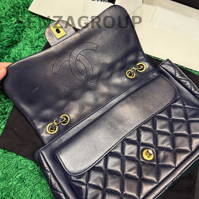 Chanel Classic Flap Navy Blue Quilted Chain Shoulder Bag