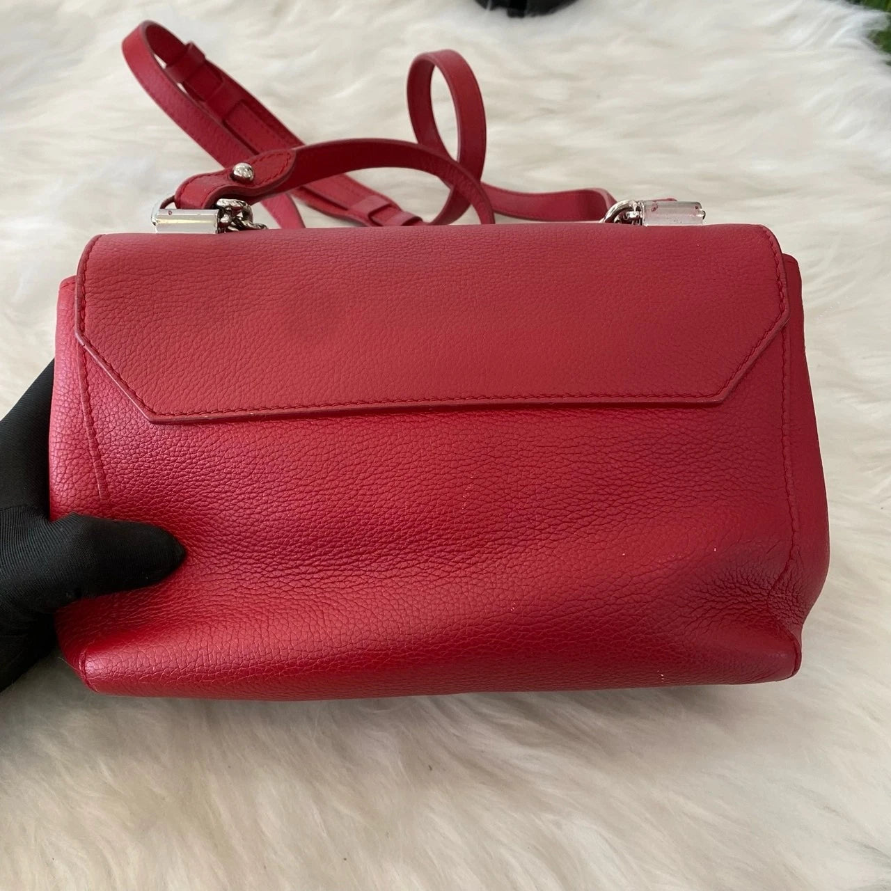 Louis Vuitton Lockme BB Leather Shoulder Bag Red Silver Women's Classic