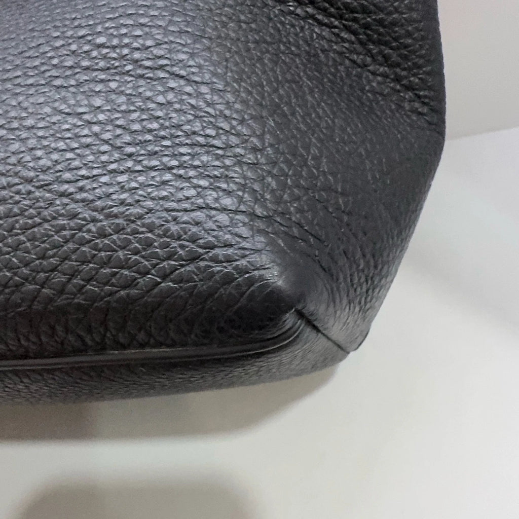 Coach Bear Print Pebbled Leather Tote Shoulder Handbag for Women Black