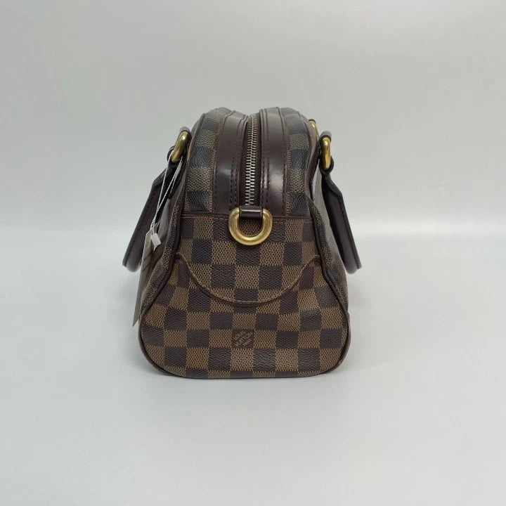 Louis Vuitton Brown Damier Canvas Leather Boston Handbag Shoulder Bag For Women