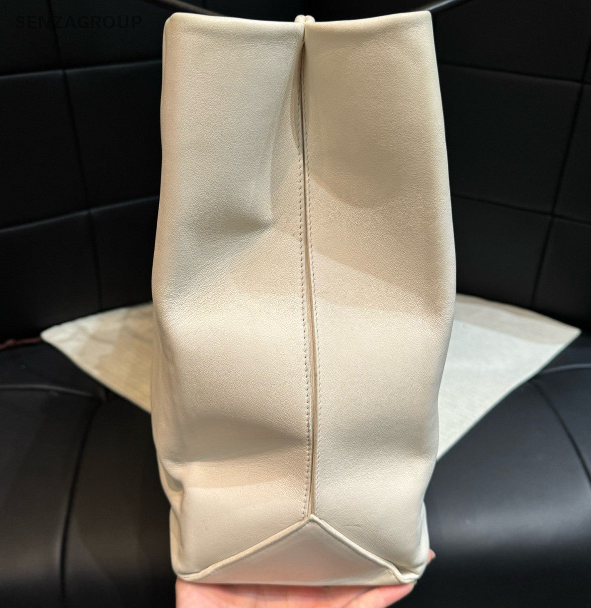 Chanel Cambon Calfskin Tote Shoulder Bag White Black Women Classic