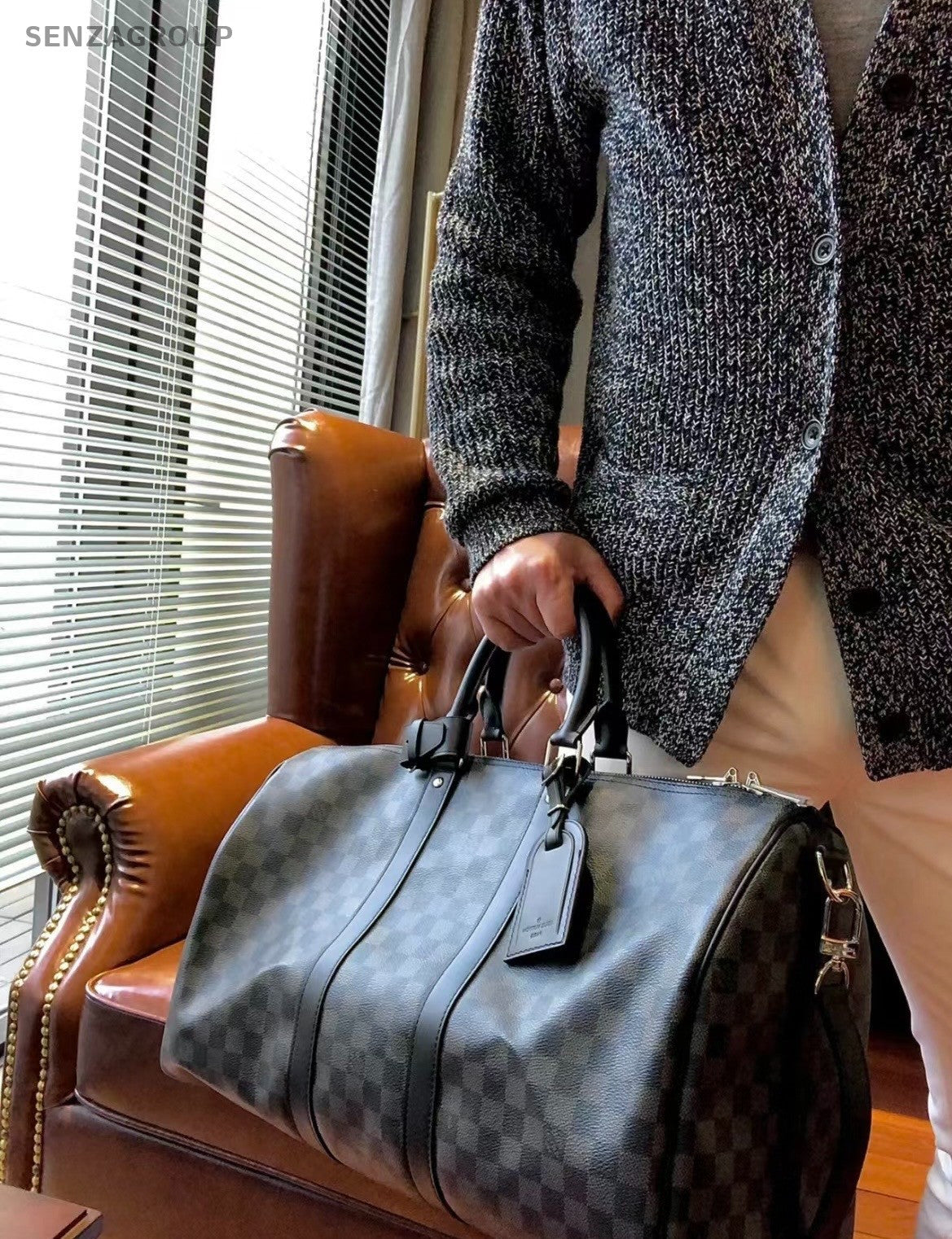Louis Vuitton Damier Ebene Black Keep all 45 Top Handle Travel bag