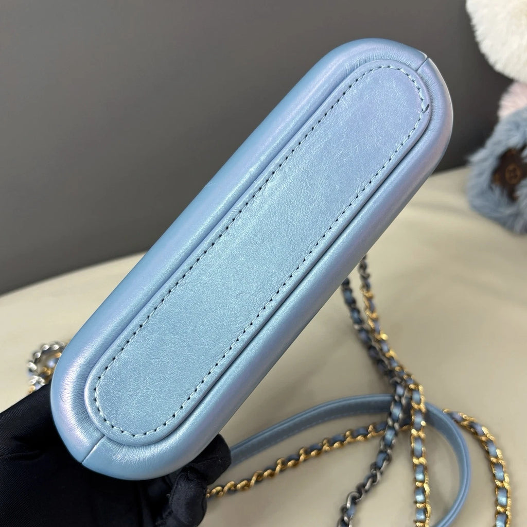 Chanel Gabrielle Mini Chain Shoulder Crossbody Blue Gold Diamond Women Classic