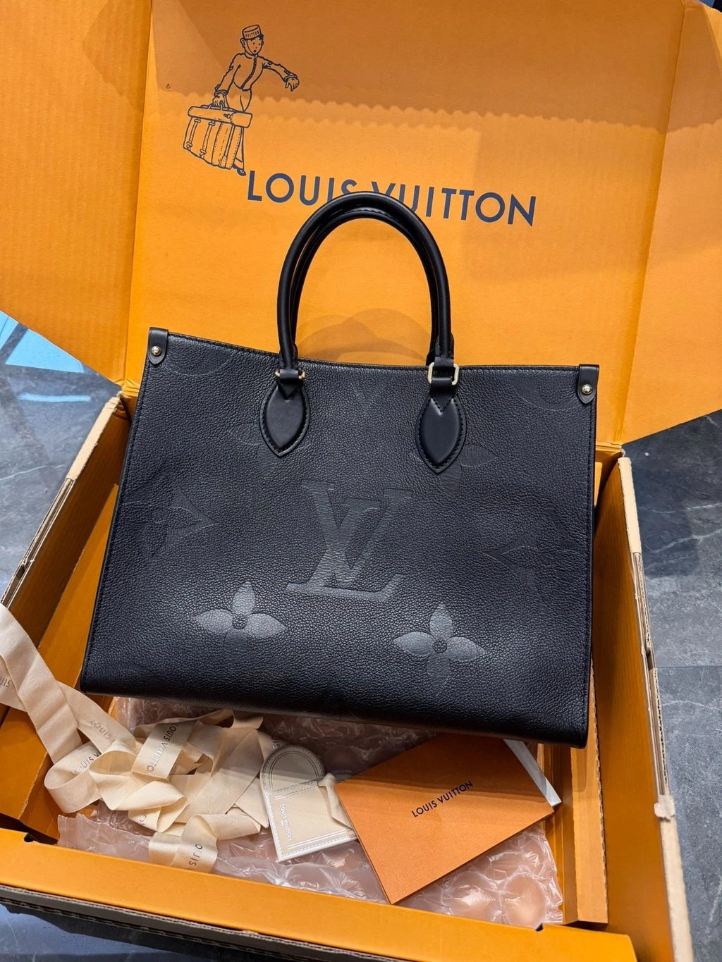 Louis Vuitton Onthego MM Black Tote Shoulder Bag For Women