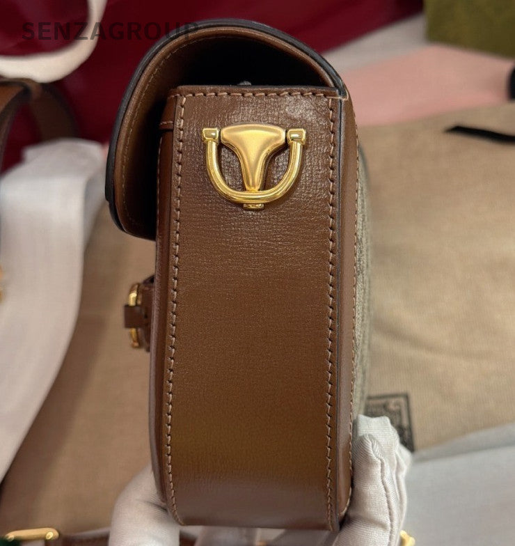 Gucci1955 PM Shoulder Bag Beige Brown Gold Women Classic Fashion