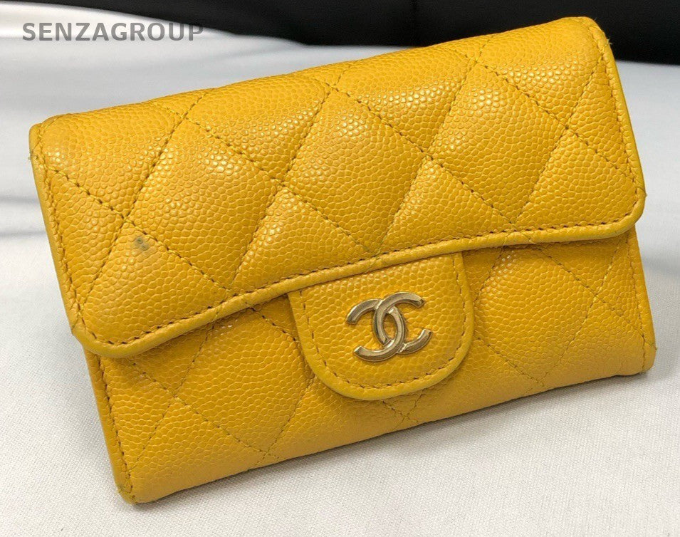 Chanel Classic Flap Clutch Yellow Gold Diamond Pattern Used Women Classic