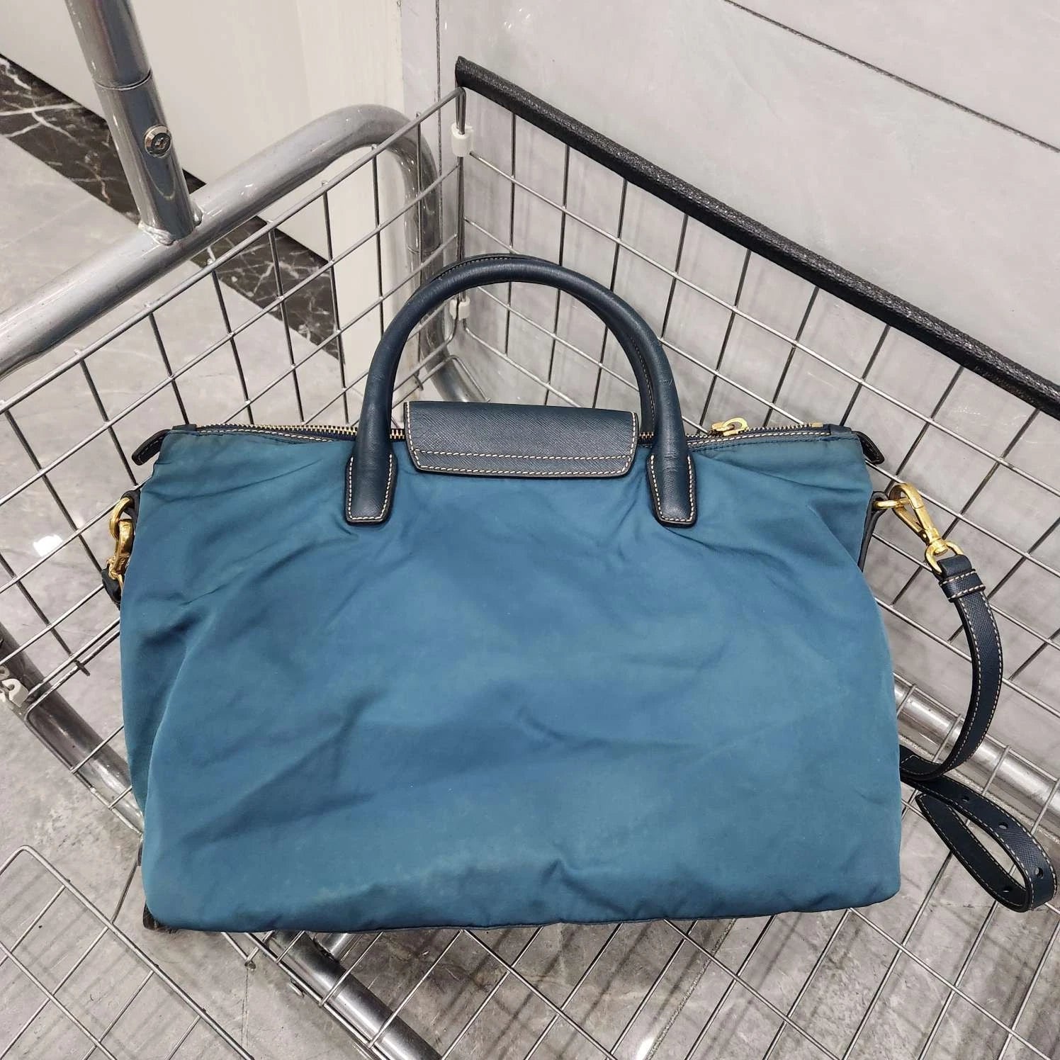 PRADA Nylon Patchwork Handbag Shoulder Crossbody For Women