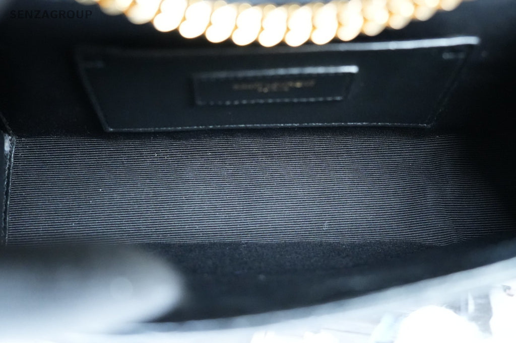 YSL Saint Laurent Envelope MM Caviar Leather V-pattern Shoulder Bag Women Black