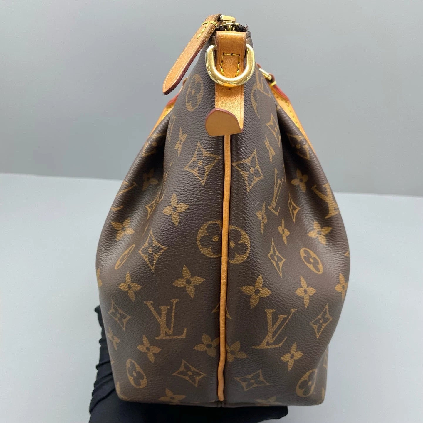 Louis Vuitton Tivoli MM Monogram Top Handle Crossbody Brown Gold Women Classic