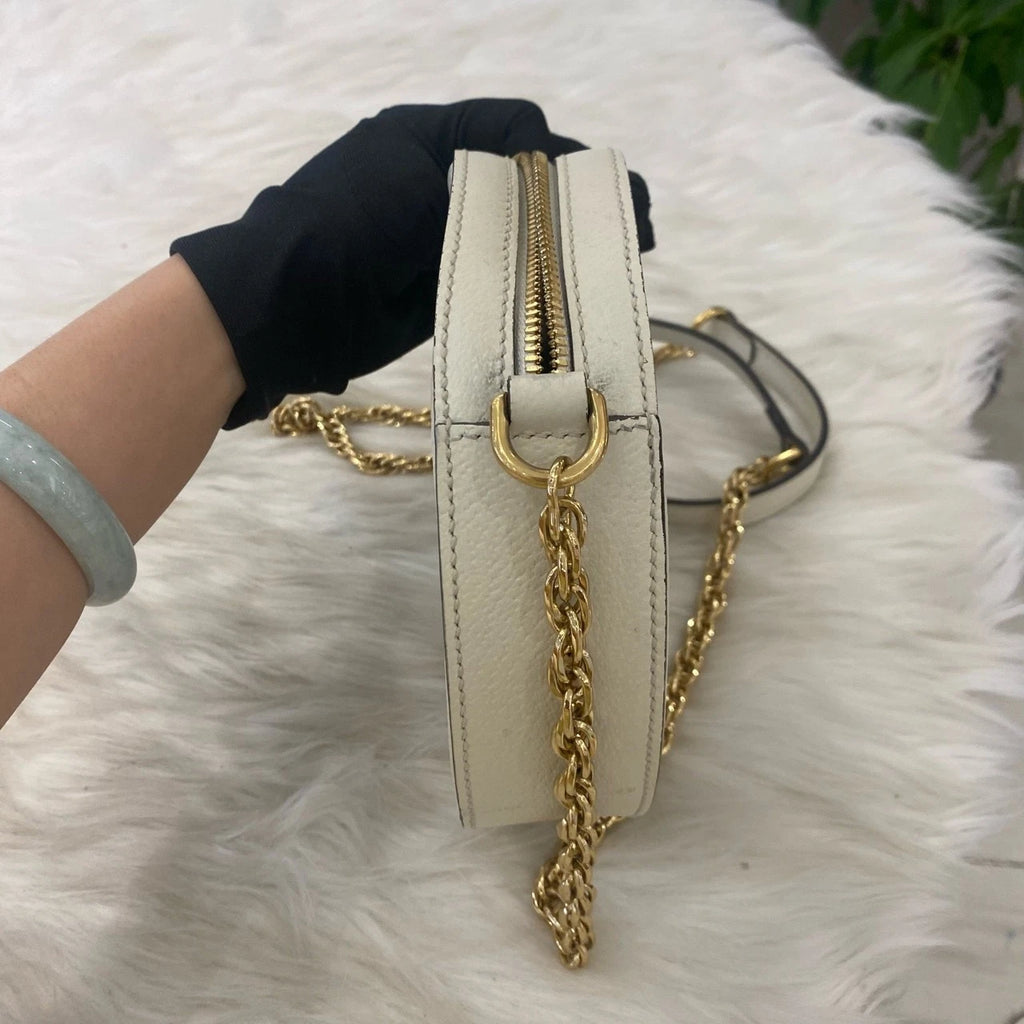 Gucci Marmont Gold White Shoulder Bag Chain Bag Excellent