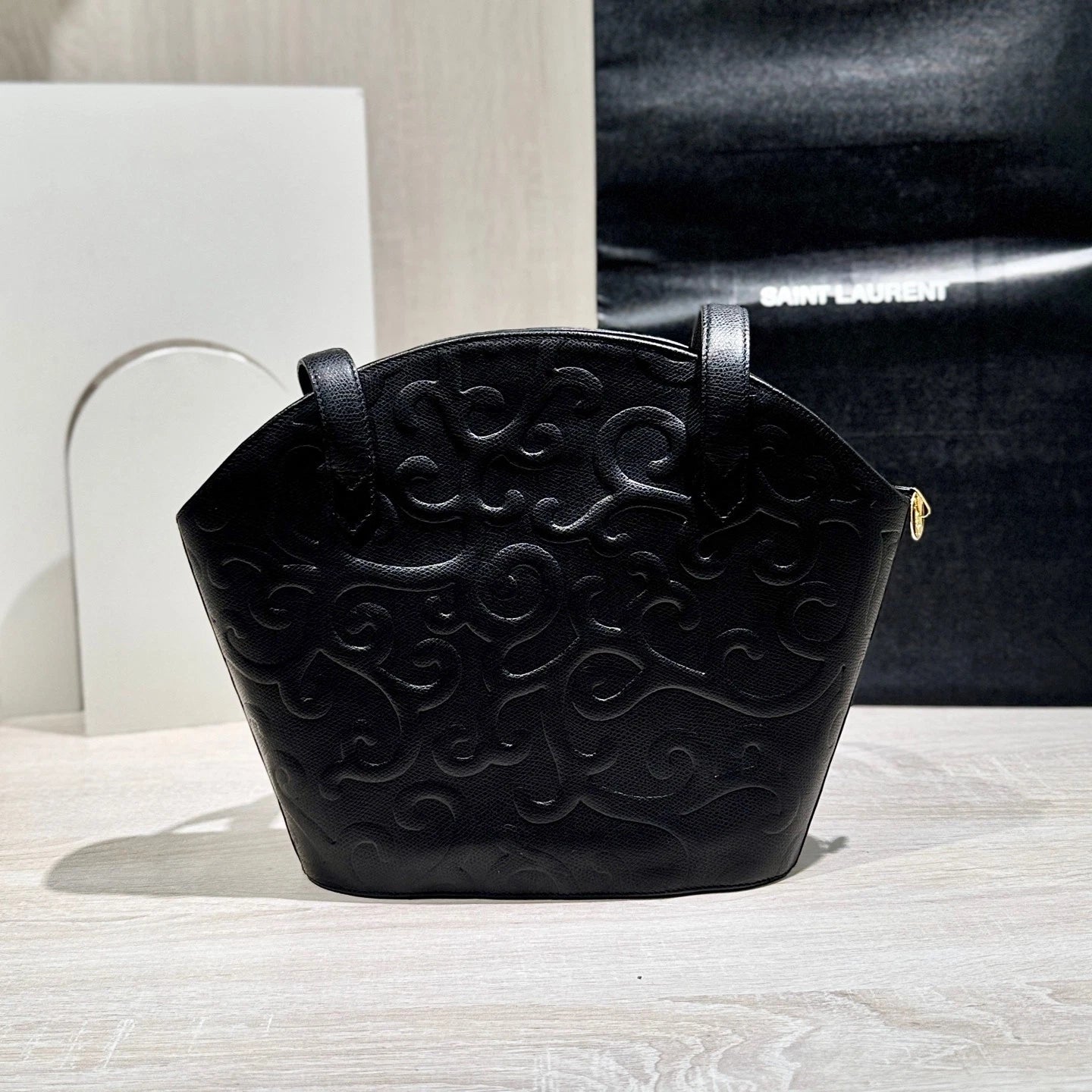 YSL Black Quilted Leather Shoulder Shell Bag For Women