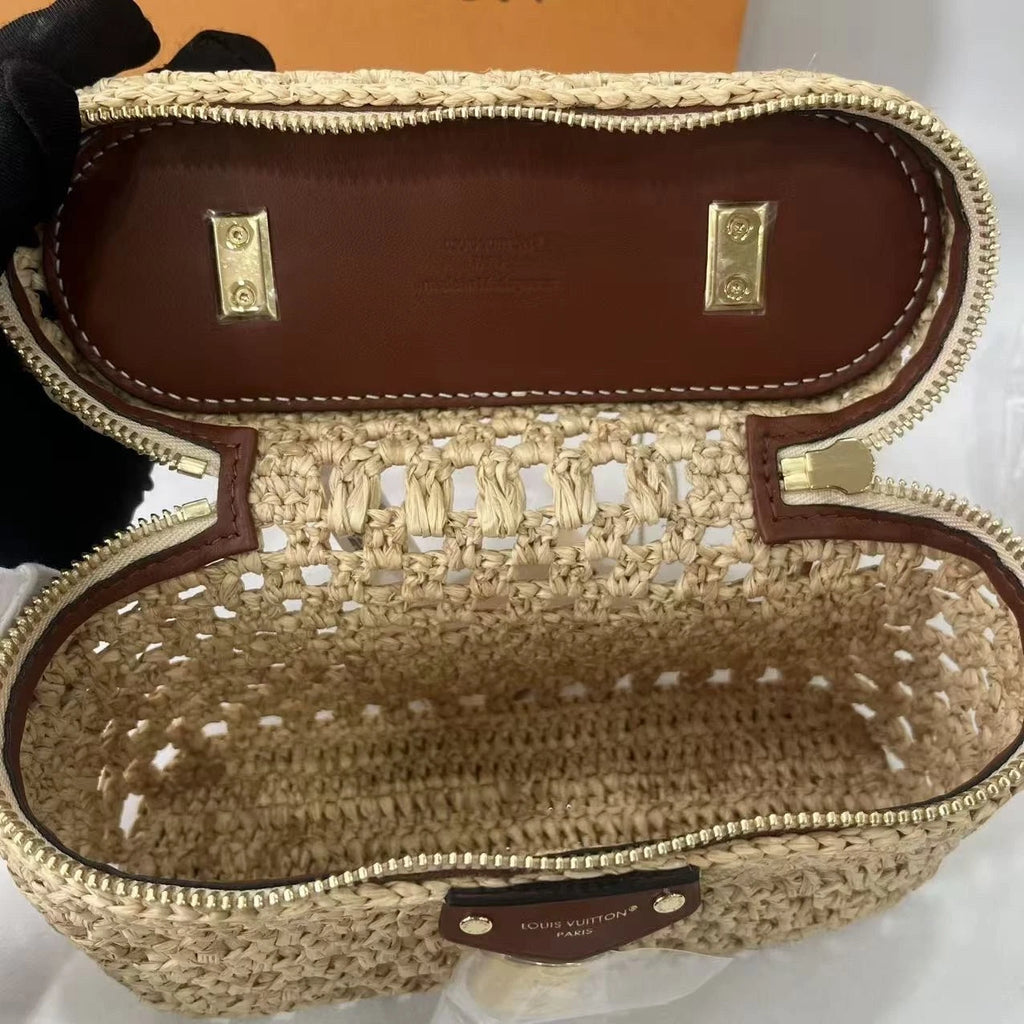 Louis Vuitton Woven Raffia Vanity Box Bag For Women