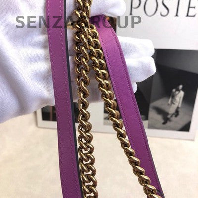 Gucci GG Marmont Purple Leather Chain Shoulder Bag Gold Hardware