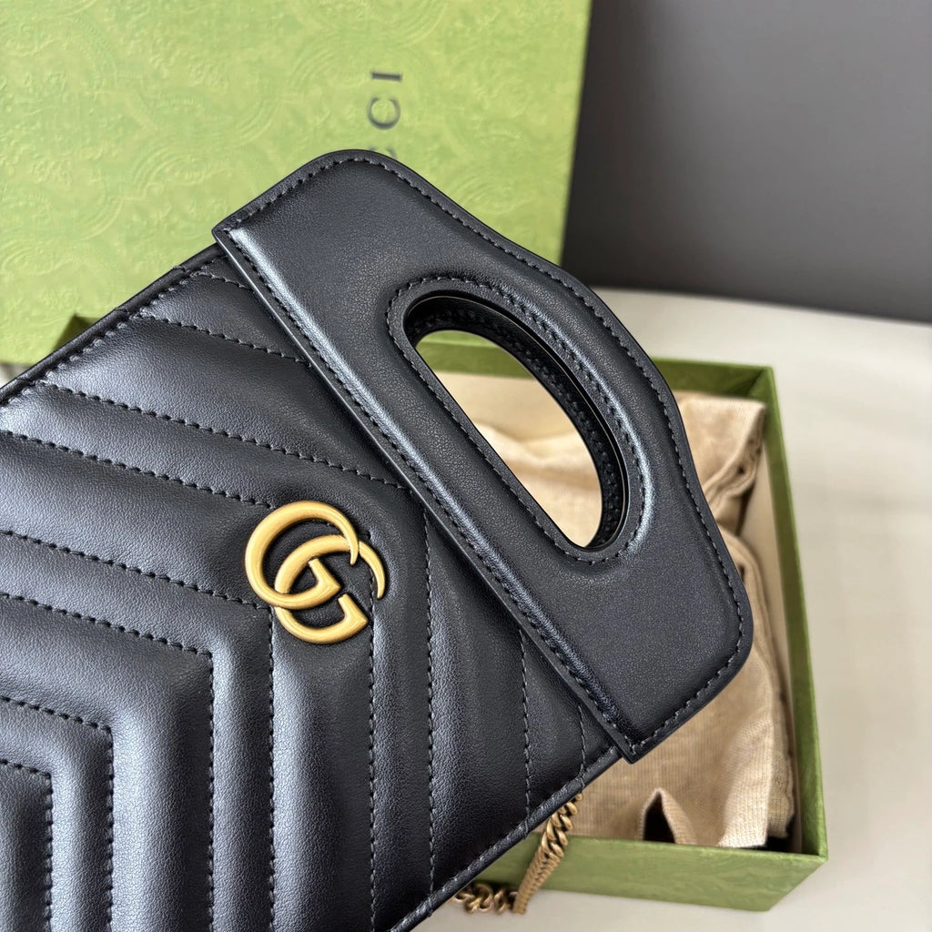 Gucci Marmont Black Gold Shoulder Bag Crossbody Excellent
