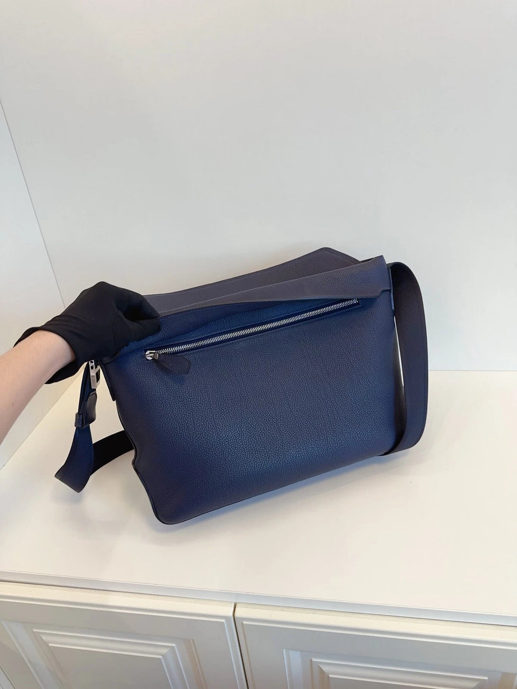 Hermès Citynews Messenger Bag Togo Leather Midnight Blue Classic