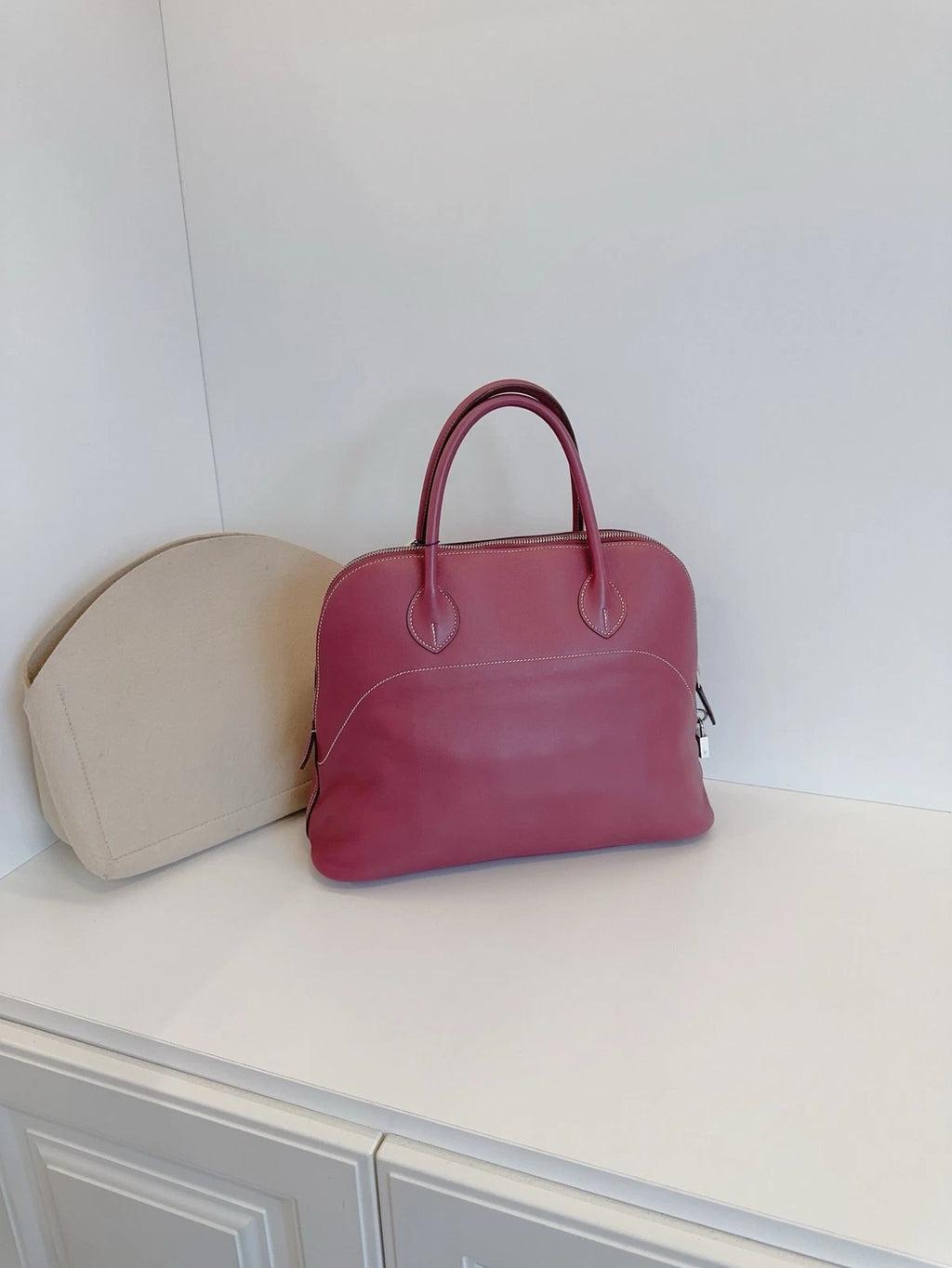 Hermès Bolide Relax 35 Bowling Handbag Daily Tote Rosewood Pink