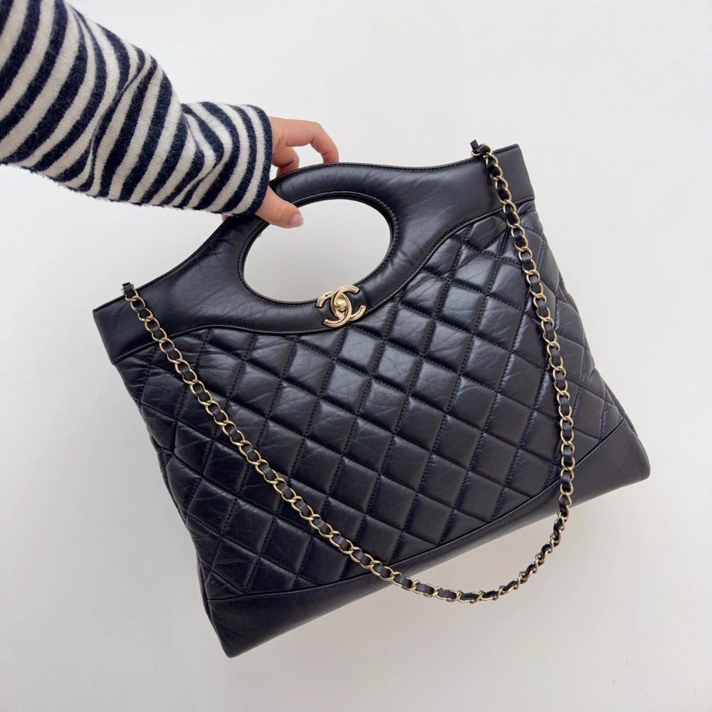 Chanel 2023 Chip Version 31 Bag Large Size Tote &amp; Shoulder Bag Black Classic