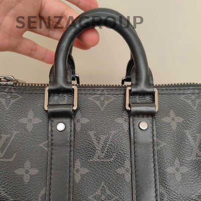 Louis Vuitton Keepall 20 Monogram Handbag Shoulder Bag Black Silver Unisex