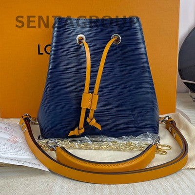 Louis Vuitton NeoNoe BB Blue Epi Leather Bucket Bag Silver Hardware