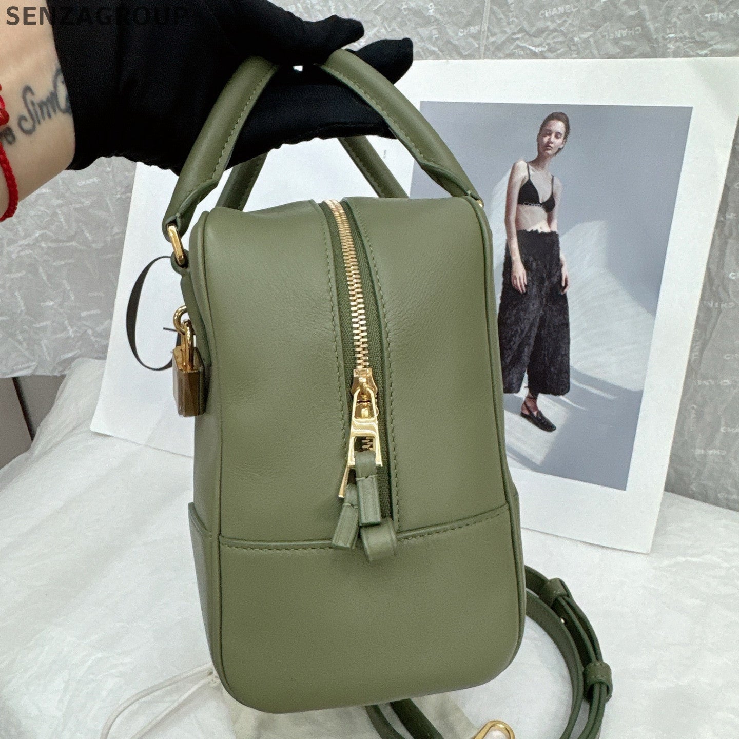 Loewe Amazona Handbag Green Gold Classic Fashion Women's