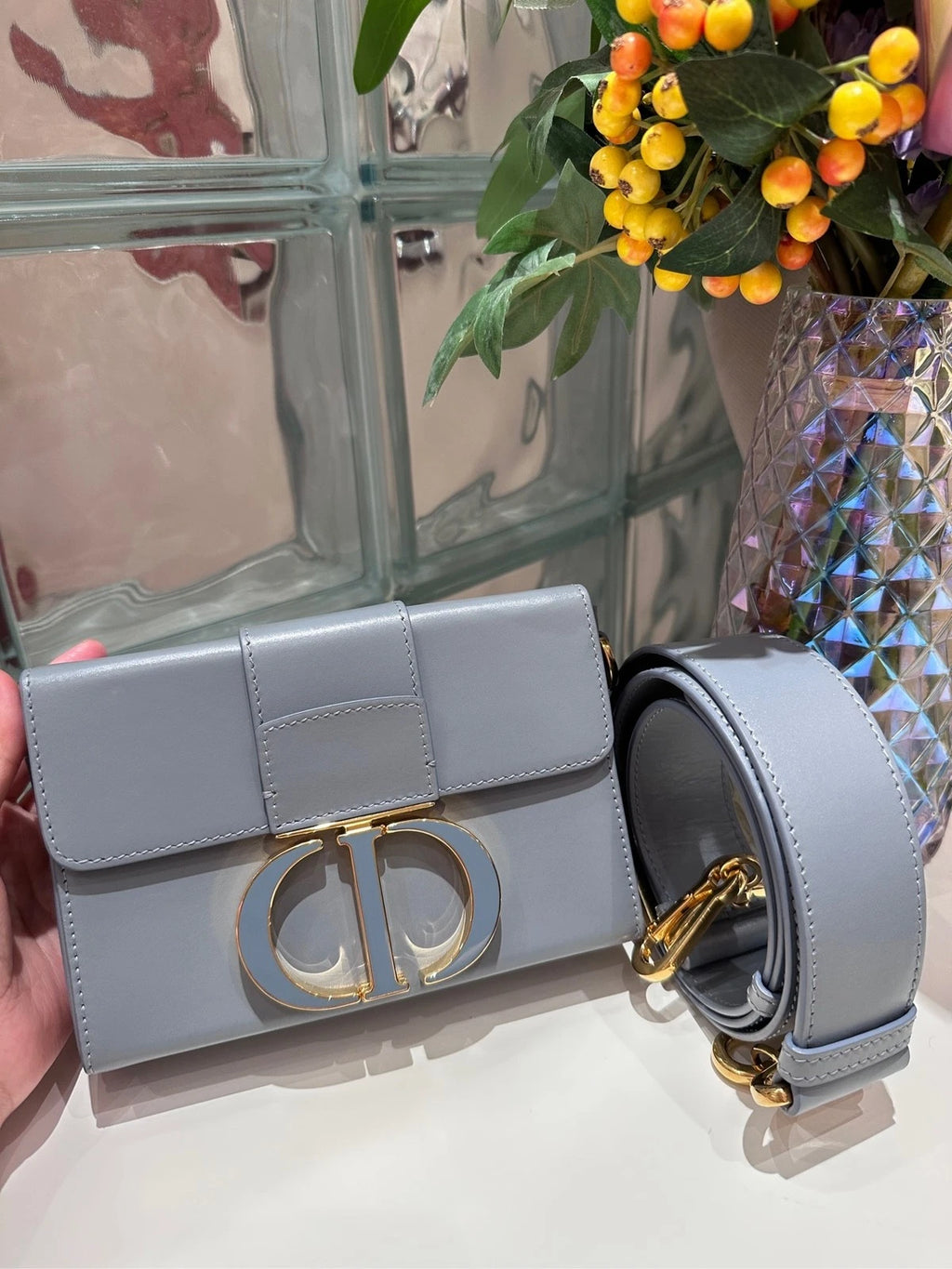 Authentic Dior Montaigne Mini Box Enamel Clasp Bag For Women