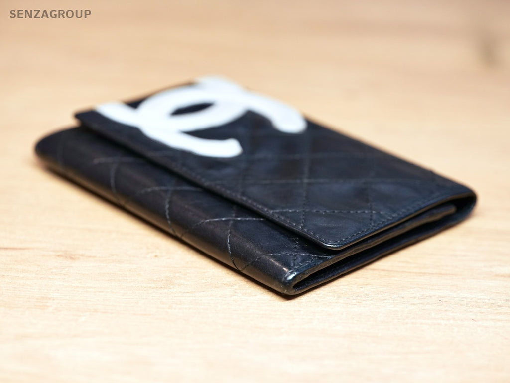 CHANEL Cambon Matelasse Purse Black Wallet Leather