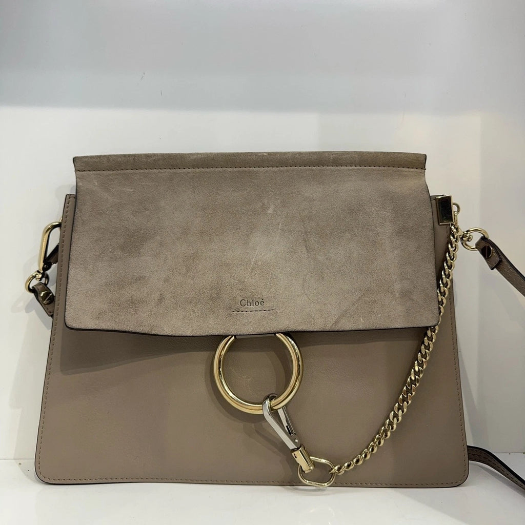 Chloe Faye Calfskin Shoulder Crossbody Bag For Women Elephant Gray