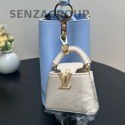 Louis Vuitton Capucines BB Blue Silver Handbag Shoulder Bag