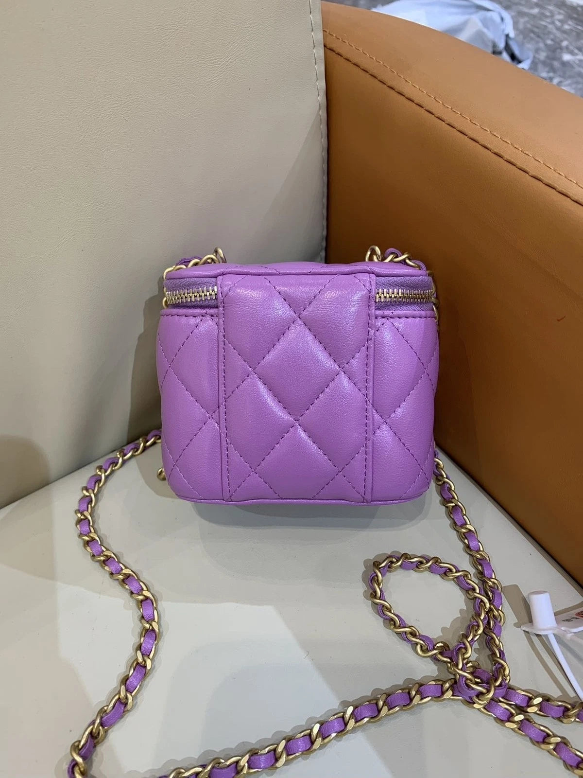 CHANEL Purple Lambskin Gold Ball Box Bag For Women