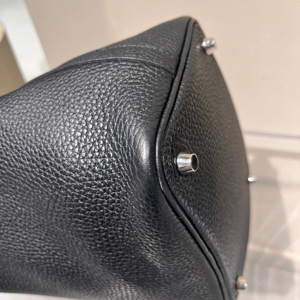 Hermes Picotin18 TC Leather Black Tote Handbag Silver Hardware