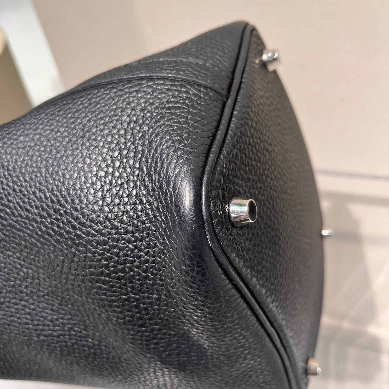 Hermes Picotin18 TC Leather Black Tote Handbag Silver Hardware