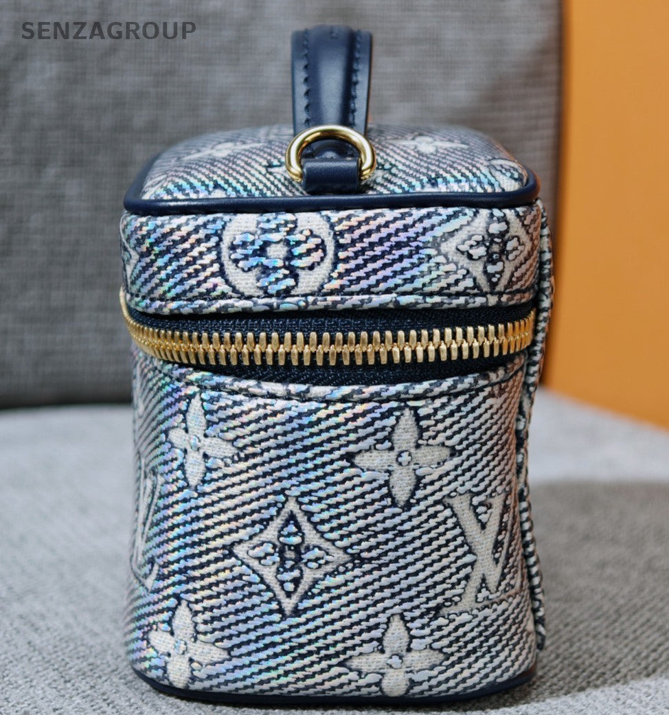 Louis Vuitton Vanity Mini Chain Shoulder Bag Blue Gold Used Women Classic