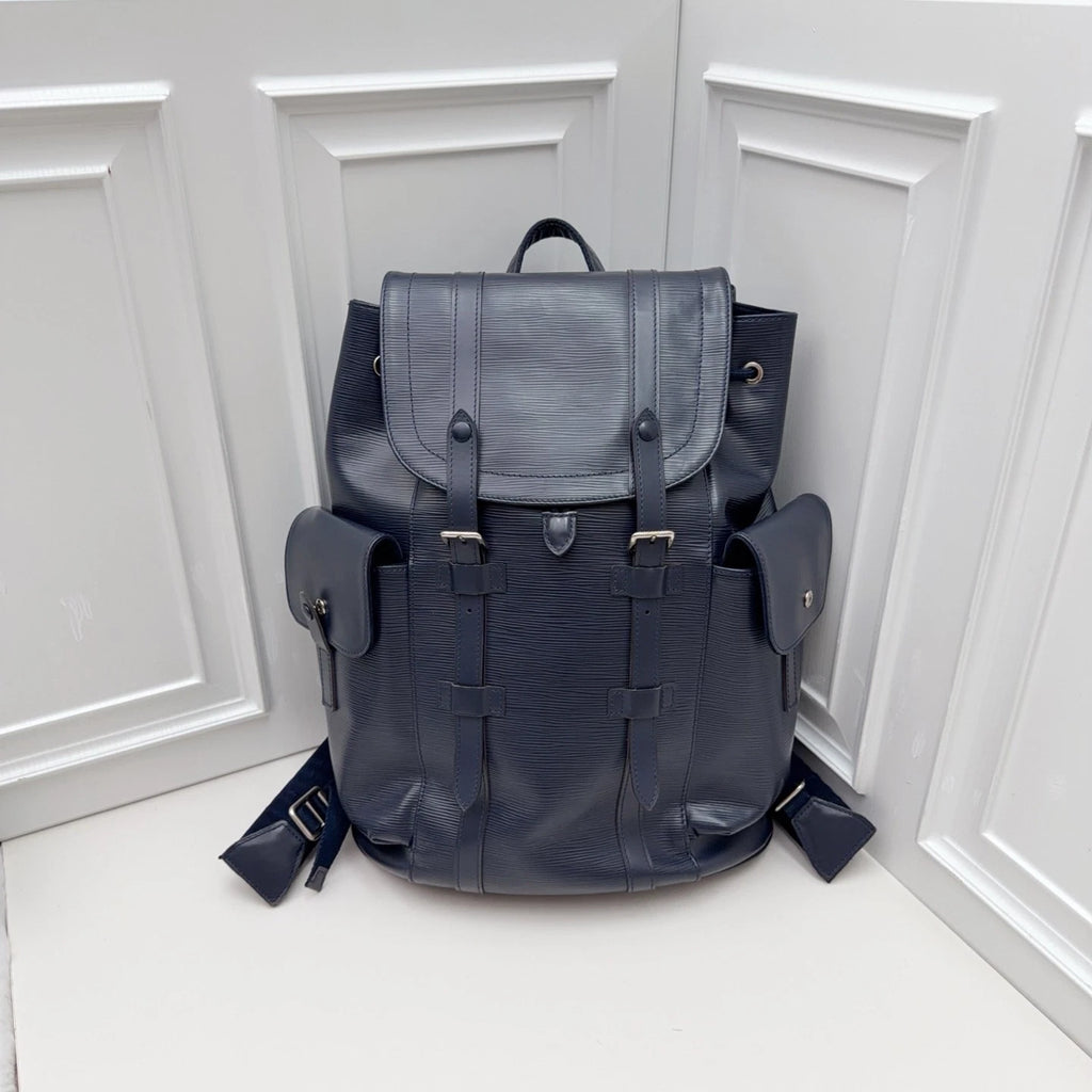 Louis Vuitton Christopher Epi Calfskin Blue Backpack Top Handle Bag