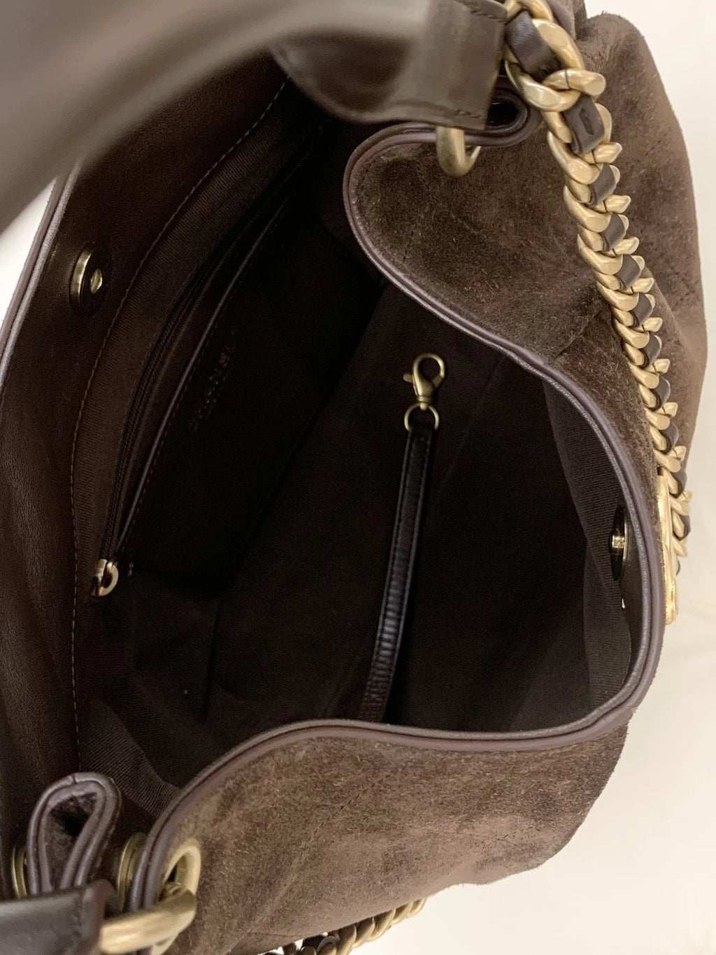 Chanel Suede Hobo Chain Shoulder Bag Brown Gold Hardware Women S