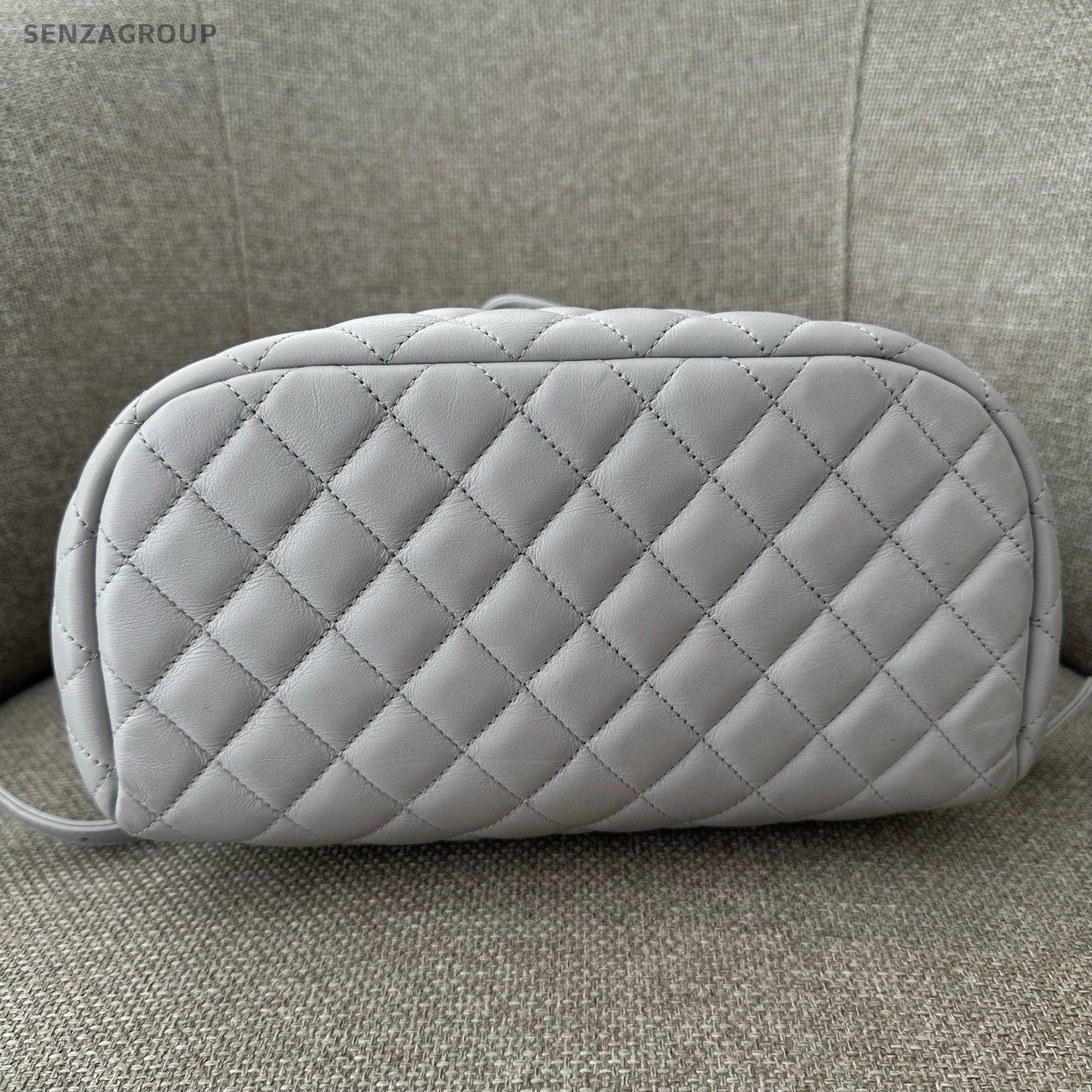 Chanel Salzburg Diamond Backpack Gray Gold Used Women Classic Fashion
