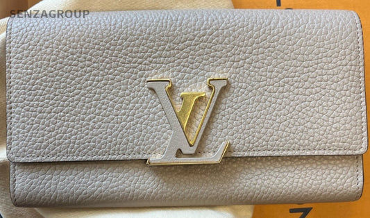 Louis Vuitton Cap Long Wallet Clutch Gray Gold Used Women Classic