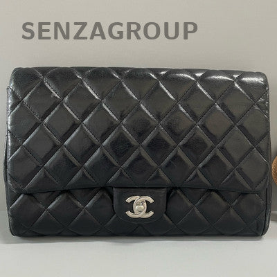 Chanel Timeless Black Silver Quilted Chain Shoulder Bag - Women's Fashion