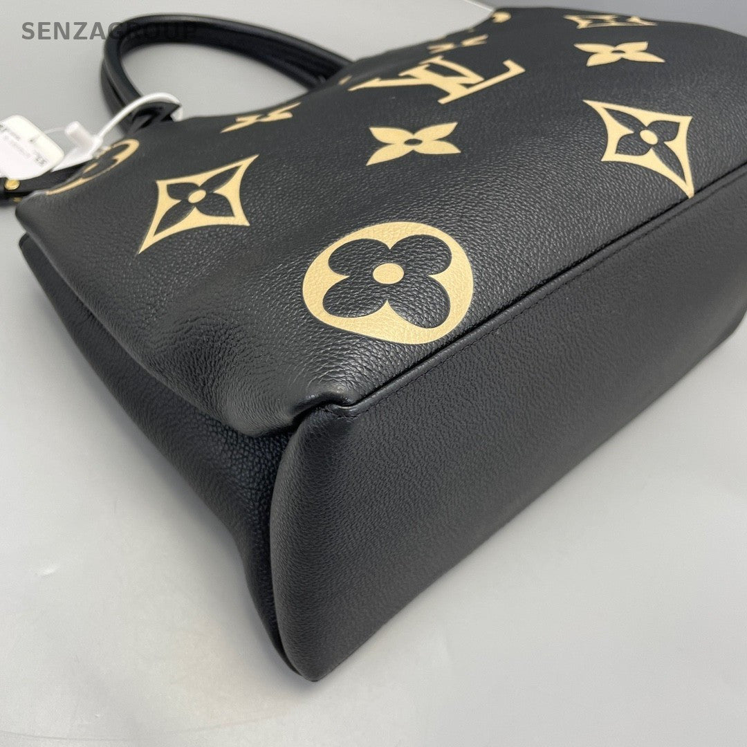 Louis Vuitton Montaigne MM Leather Handbag 2way Shoulder bag Black
